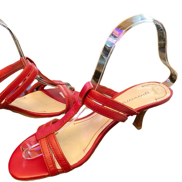 Vintage Y2K Giovanni Red Leather Kitten Heel Women's Mules Sandals Size 7 - Picture 5 of 8